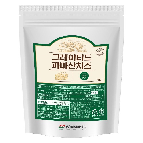 [데어리랜드] 그레이티드 파마산치즈 (파마산치즈98%), 1개, 1kg